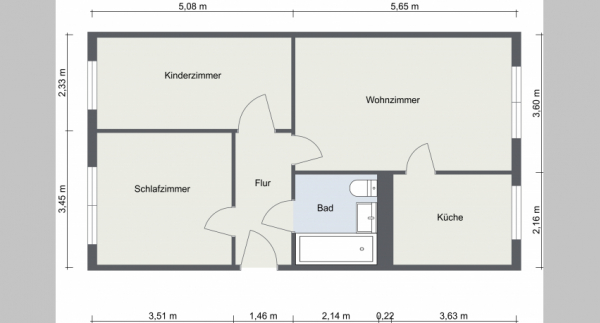 3-Raum Wohnung, 2. Obergeschoss links