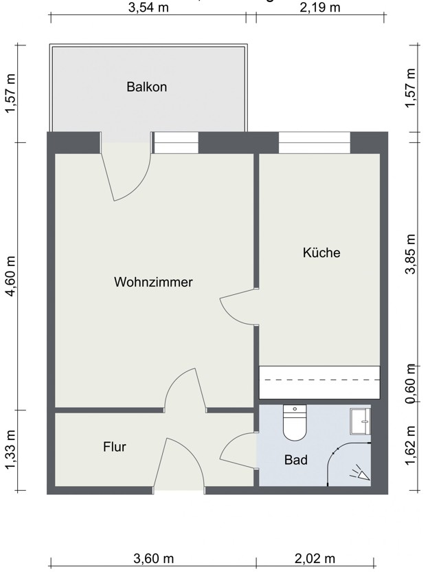 1-Raum Wohnung, 1. Etage, Wohnung 5