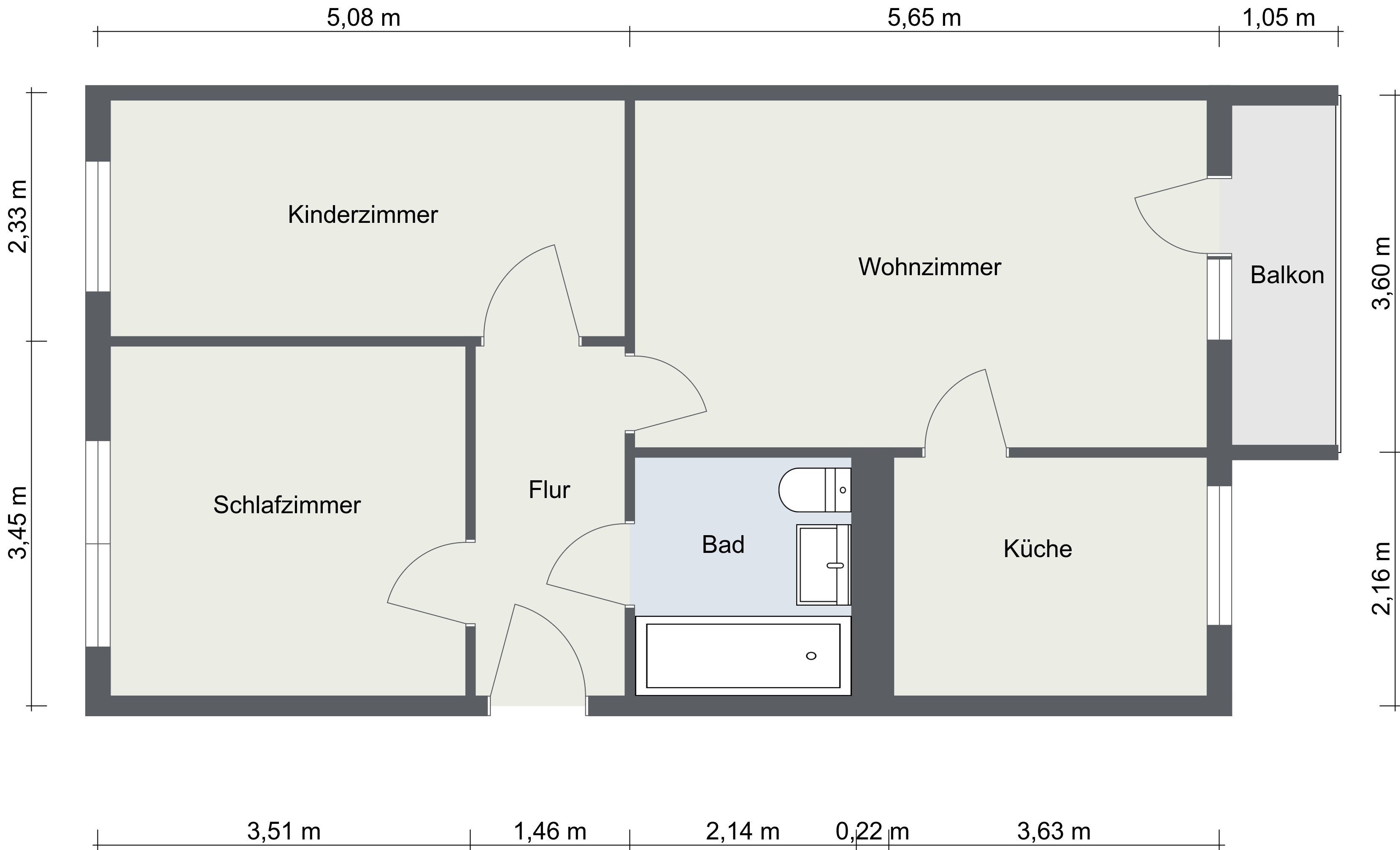 3-Raum Wohnung, Erdgeschoss links