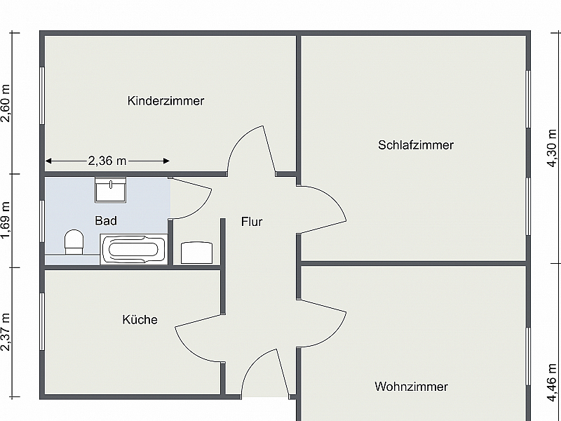 3-Raum Wohnung, 1. Obergeschoss links